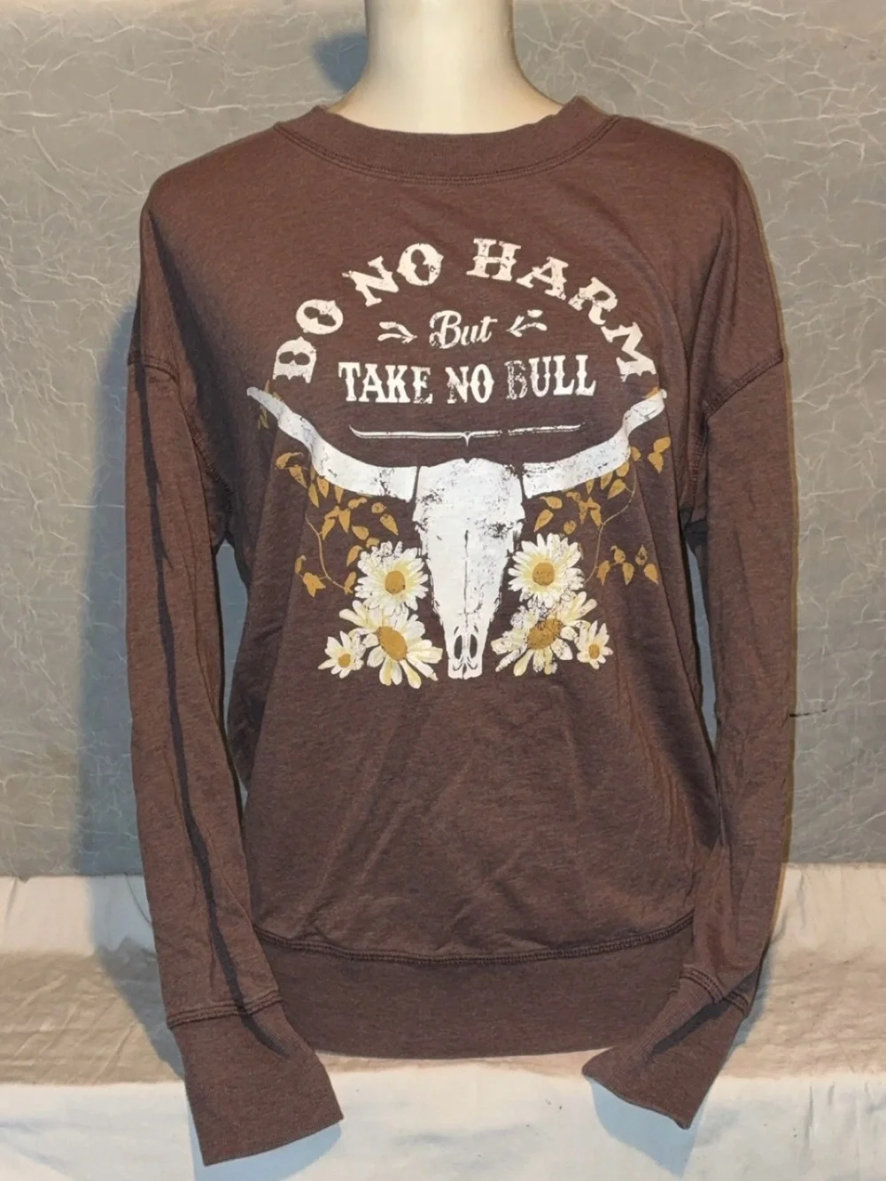 Maurices Boho No Harm But Take No Bull Graphic Sweatshirt XS Western Daisy